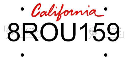 8ROU159 California License Plate