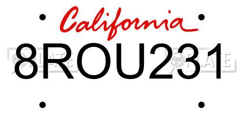 8ROU231 California License Plate