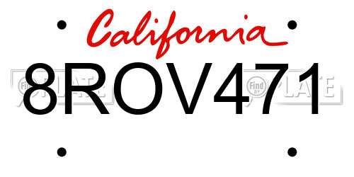 8ROV471 California License Plate