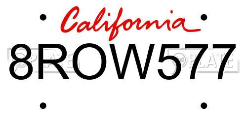8ROW577 California License Plate