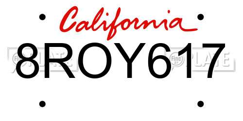 8ROY617 California License Plate