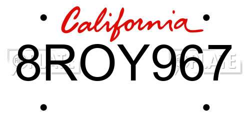 8ROY967 California License Plate