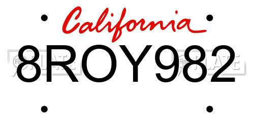 8ROY982 California License Plate