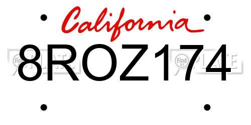 8ROZ174 California License Plate