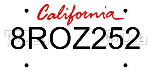 8ROZ252 California License Plate