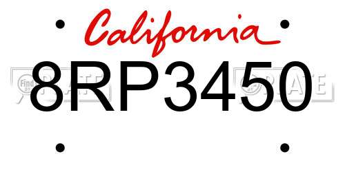 8RP3450 California License Plate