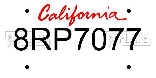 8RP7077 California License Plate