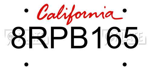 8RPB165 California License Plate