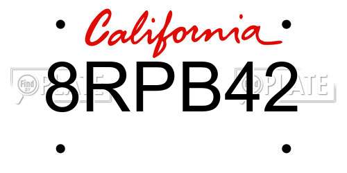 8RPB42 California License Plate