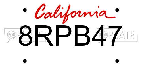 8RPB47 California License Plate