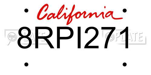 8RPI271 California License Plate