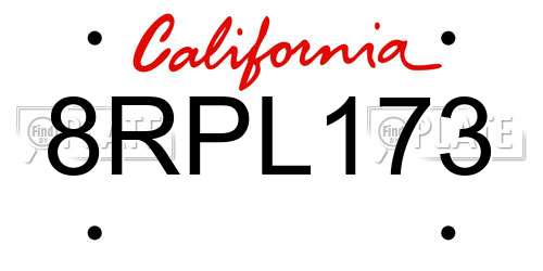 8RPL173 California License Plate