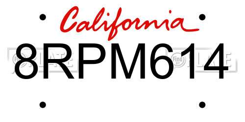 8RPM614 California License Plate