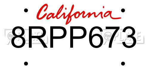 8RPP673 California License Plate