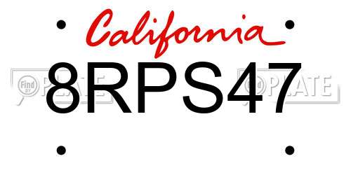 8RPS47 California License Plate