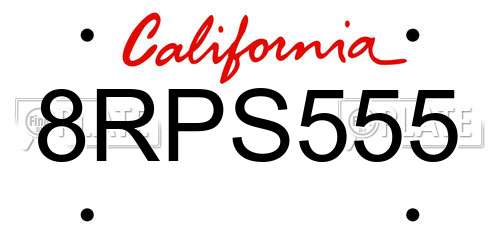 8RPS555 California License Plate