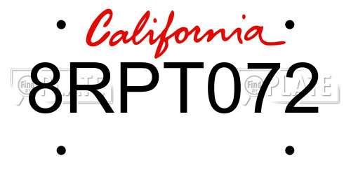 8RPT072 California License Plate