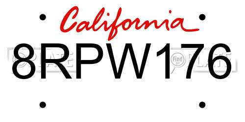 8RPW176 California License Plate