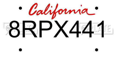 8RPX441 California License Plate