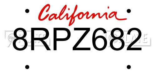 8RPZ682 California License Plate