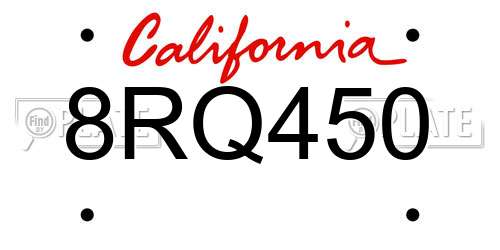 8RQ450 California License Plate