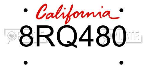 8RQ480 California License Plate