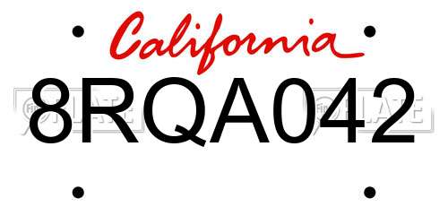 8RQA042 California License Plate