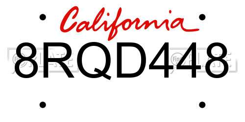 8RQD448 California License Plate