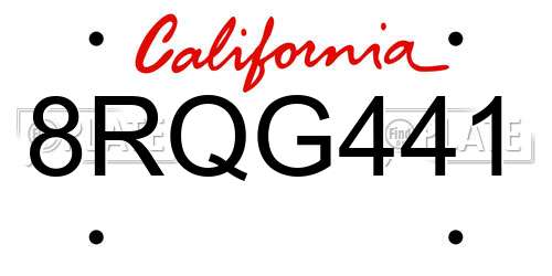8RQG441 California License Plate