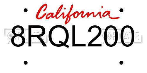 8RQL200 California License Plate
