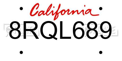 8RQL689 California License Plate