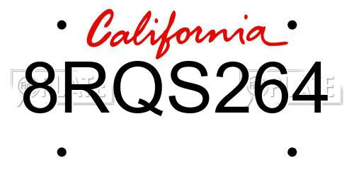 8RQS264 California License Plate