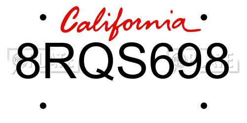 8RQS698 California License Plate