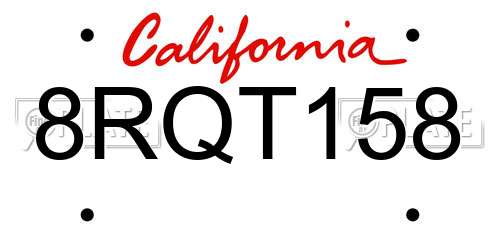 8RQT158 California License Plate
