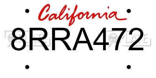 8RRA472 California License Plate