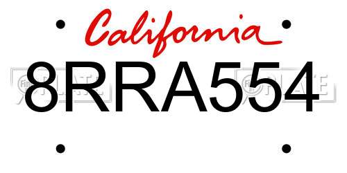 8RRA554 California License Plate