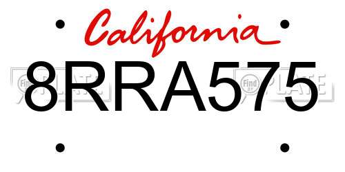 8RRA575 California License Plate