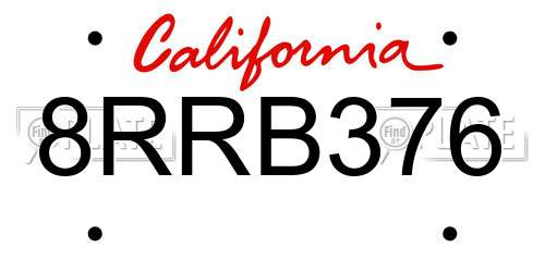 8RRB376 California License Plate