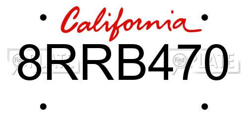 8RRB470 California License Plate