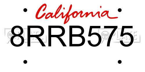 8RRB575 California License Plate