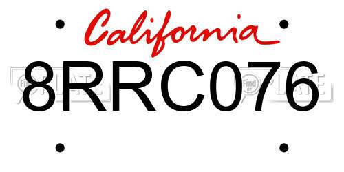 8RRC076 California License Plate