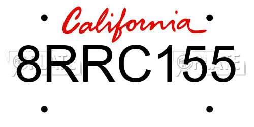 8RRC155 California License Plate