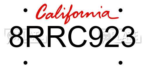 8RRC923 California License Plate
