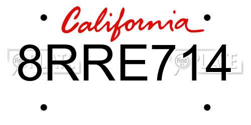 8RRE714 California License Plate