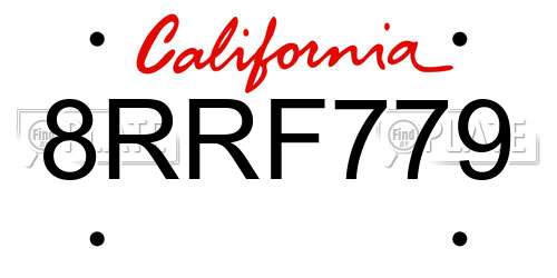 8RRF779 California License Plate