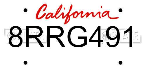 8RRG491 California License Plate