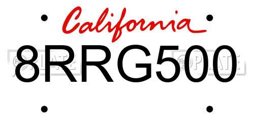 8RRG500 California License Plate