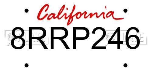 8RRP246 California License Plate