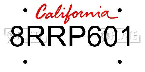 8RRP601 California License Plate