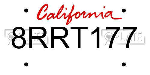 8RRT177 California License Plate